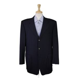 Brooks Brothers by Canali Navy Blue 3-Btn Wool Blazer Jacket Italy 44L